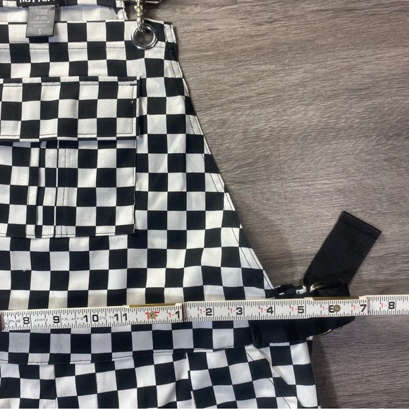 Hot Topic Checkered Utility Shortalls Black White Size S - Picture 10 of 14
